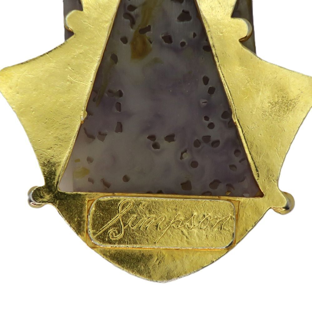 Vintage Adele Simpson faux Purple Jade Gold-Tone Regency Statement Necklace - Picture 10 of 13